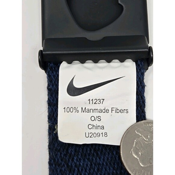 NIKE NAVY BLUE WEBBING WOVEN FABRIC UTILITY BELT MATTE BLACK BUCKLE MEN OS GOLF - Picture 9 of 12